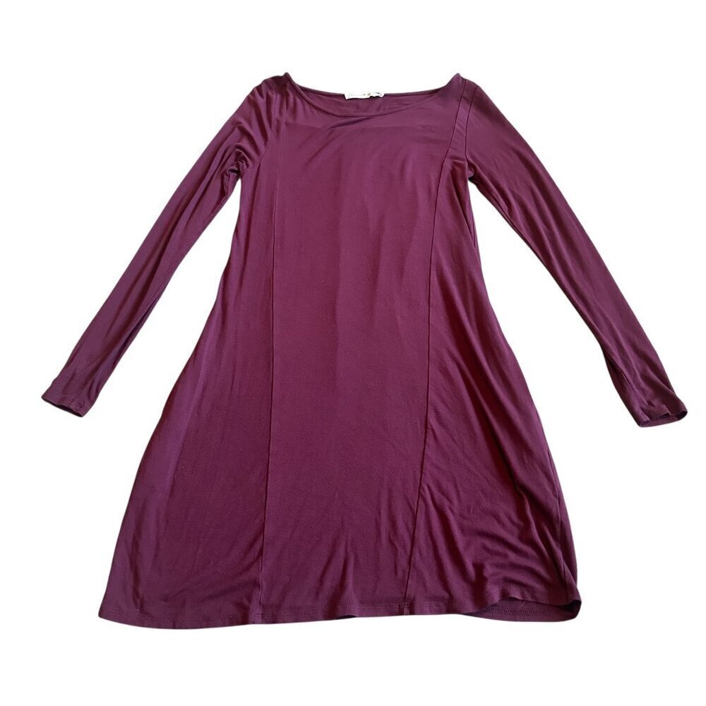 Peruvian Connection Purple Jersey Knit Dress Long Sleeve Flowy Size XS Women's